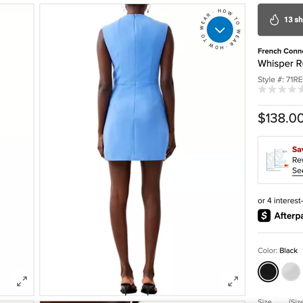 French Connection Whisper Ruth Square Neck Dress in Chalk Blue